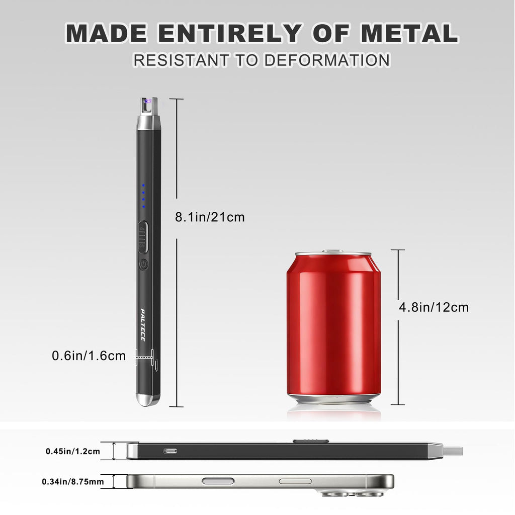 Upgraded Electric Lighter, USB C Rechargeable Flameless Plasma Arc Lighters with LED Display, Windproof Candle Lighter for BBQ Camping Kitchen, Safety Lock, for Men Women (Black)