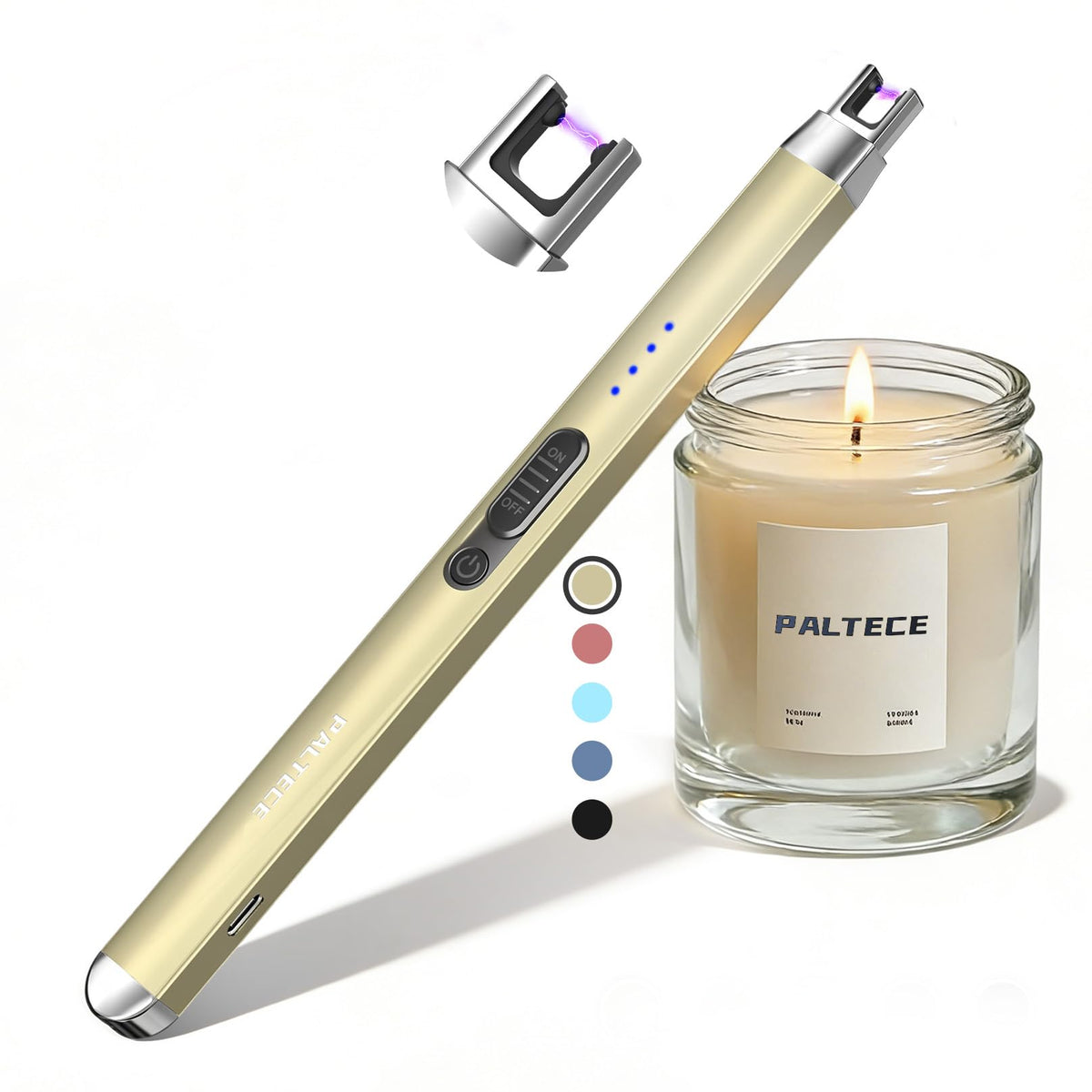 Upgraded Electric Lighter, USB C Rechargeable Flameless Plasma Arc Lighters with LED Display, Windproof Candle Lighter for BBQ Camping Kitchen, Safety Lock, for Men Women (Black)