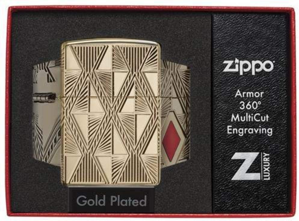 Zippo Luxury Diamond Design Pocket Lighter, Brass, One Size
