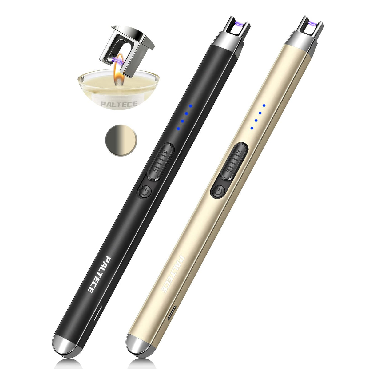 Upgraded Electric Lighter, USB C Rechargeable Flameless Plasma Arc Lighters with LED Display, Windproof Candle Lighter for BBQ Camping Kitchen, Safety Lock, for Men Women (Black)