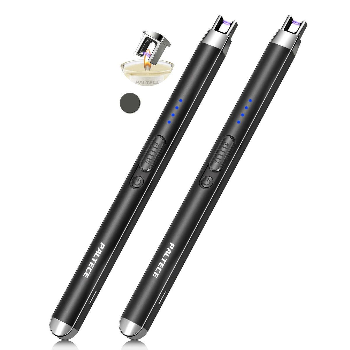 Upgraded Electric Lighter, USB C Rechargeable Flameless Plasma Arc Lighters with LED Display, Windproof Candle Lighter for BBQ Camping Kitchen, Safety Lock, for Men Women (Black)