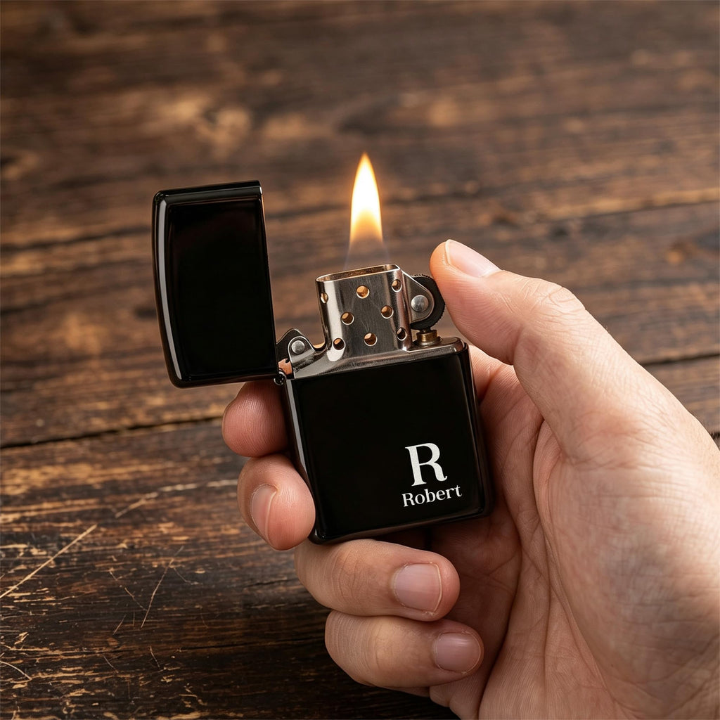 Personalized Engraved Lighter,Groomsman Gift（Silver，Lighter only）