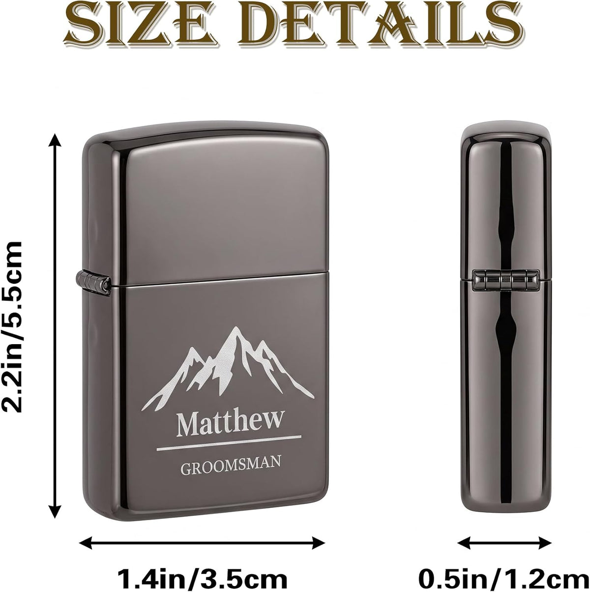 Personalized Engraved Lighter,Groomsman Gift（Silver，Lighter only）