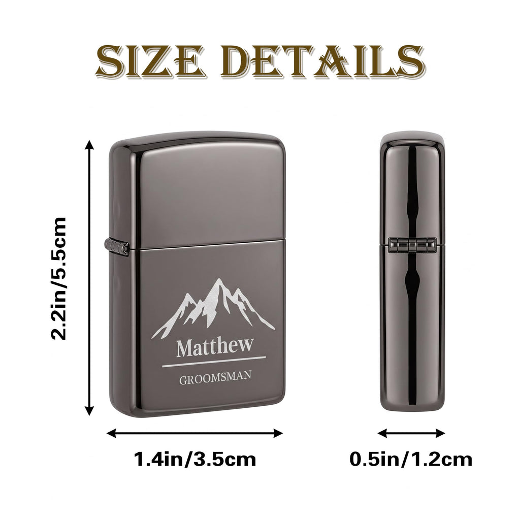 Personalized Engraved Lighter,Groomsman Gift（Silver，Lighter only）