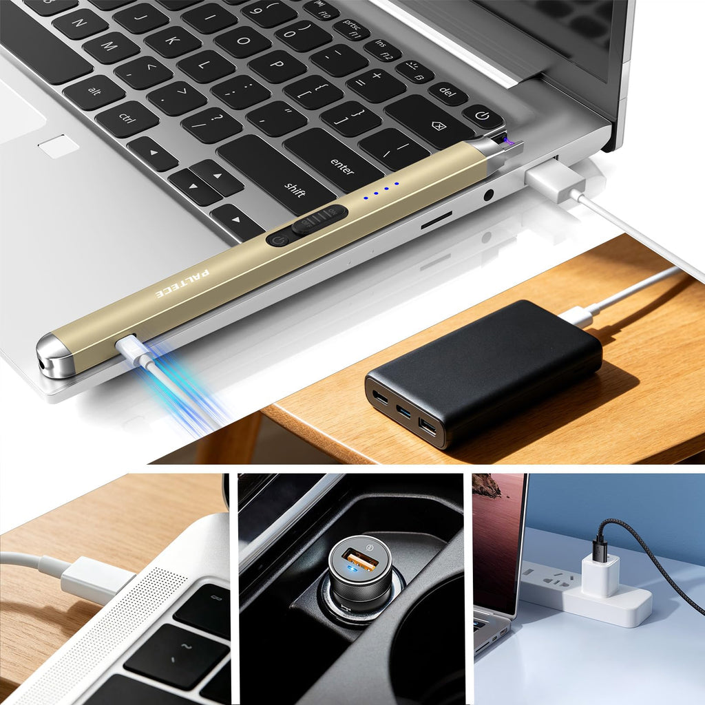 Upgraded Electric Lighter, USB C Rechargeable Flameless Plasma Arc Lighters with LED Display, Windproof Candle Lighter for BBQ Camping Kitchen, Safety Lock, for Men Women (Black)