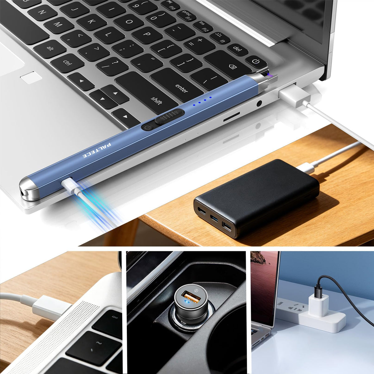 Upgraded Electric Lighter, USB C Rechargeable Flameless Plasma Arc Lighters with LED Display, Windproof Candle Lighter for BBQ Camping Kitchen, Safety Lock, for Men Women (Black)