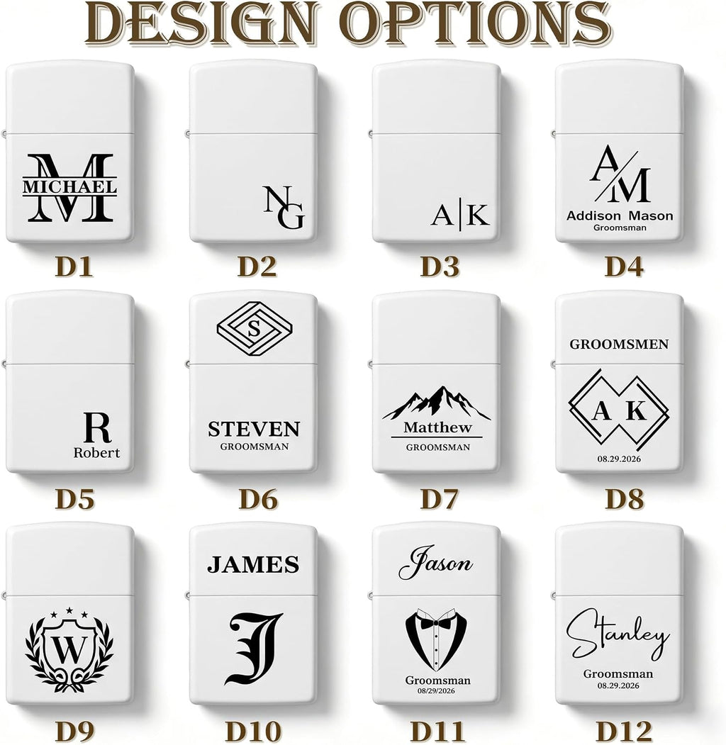 Personalized Engraved Lighter,Groomsman Gift（Silver，Lighter only）