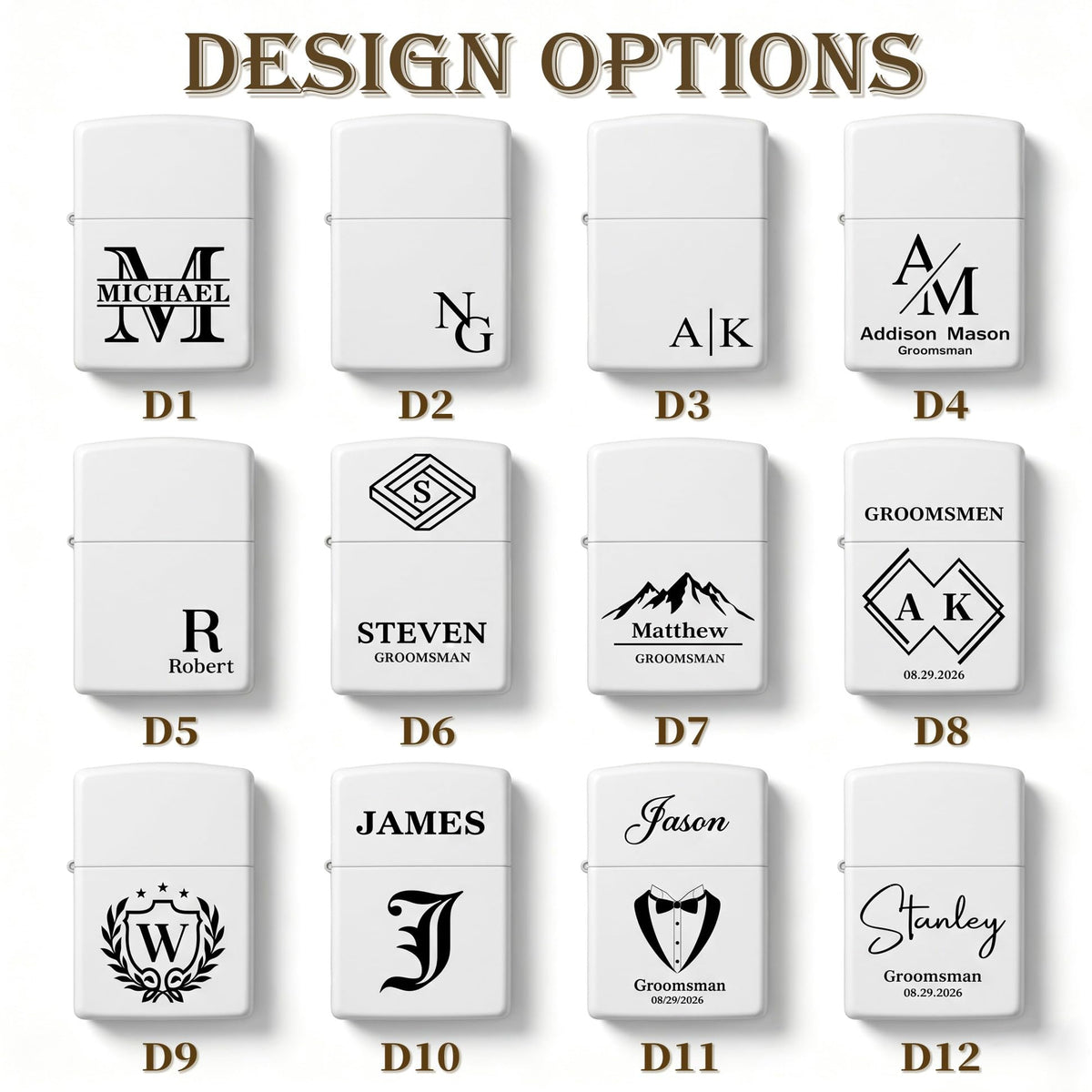 Personalized Engraved Lighter,Groomsman Gift（Silver，Lighter only）