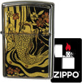 Zippo Lighter, Windproof, Brass, ZP Frame with Shell Clam, Epoxy Coating, Gold Foil Applied Surface, Epoxy Coating, Regular Zippo, 200 Base, Includes Special Stickers, Gold