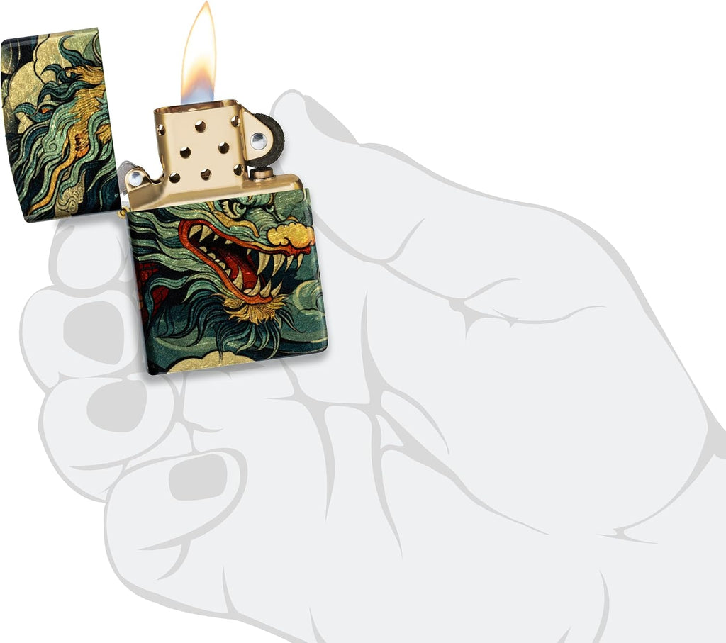 Zippo Dragon Fusion Design 540 Tumbled Brass Pocket Lighter