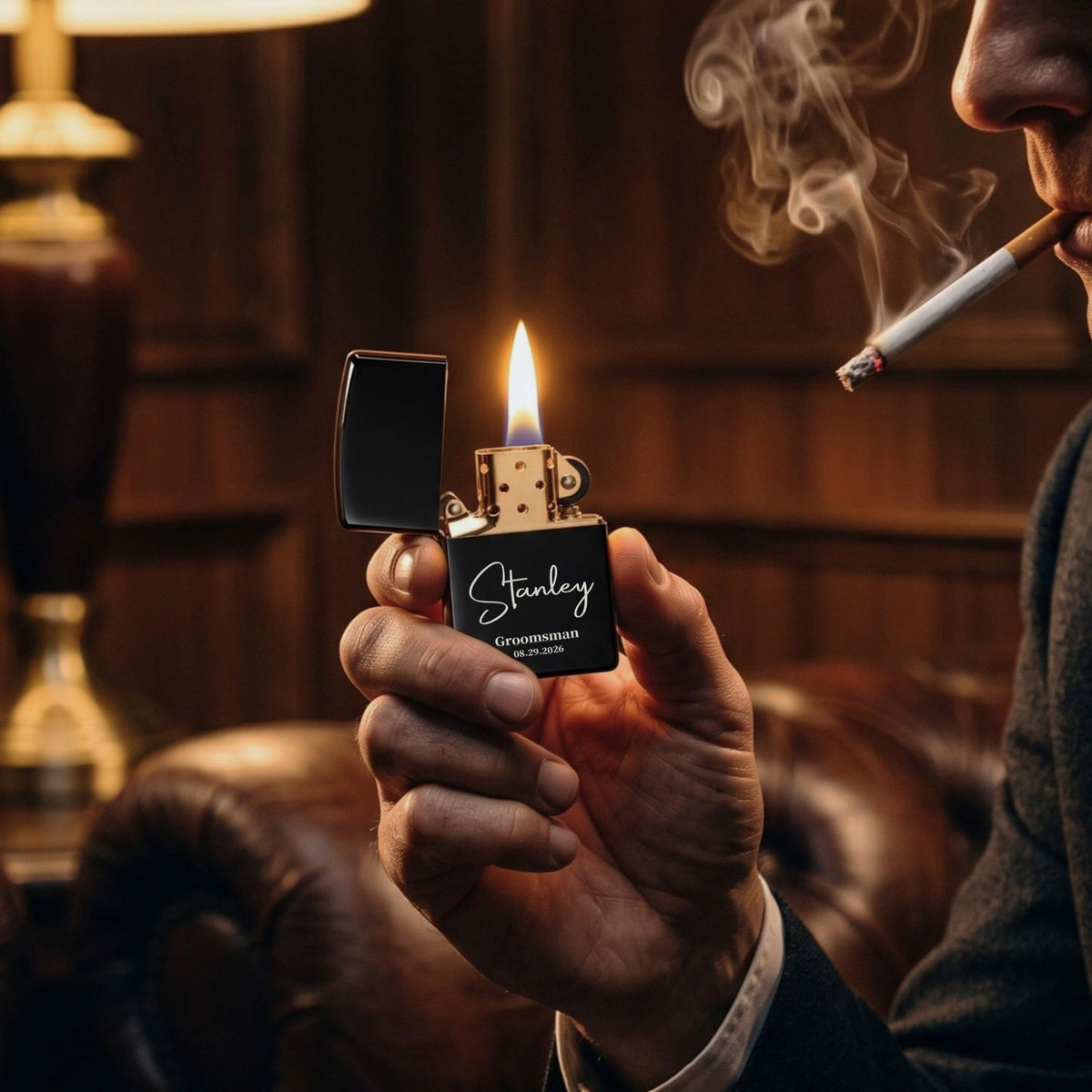 Personalized Engraved Lighter,Groomsman Gift（Silver，Lighter only）