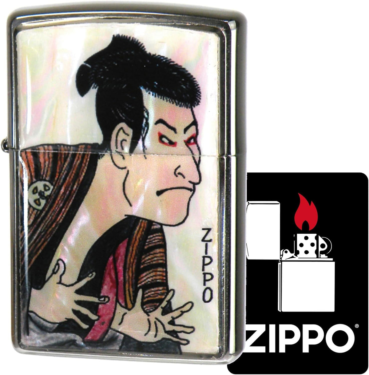 Zippo Lighter, Windproof, Brass, ZP Frame Clam Pasting EPO, Natural Shell Pasting Epoxy Coating, Regular Zippo, 200 Base, Includes Special Stickers, Silver