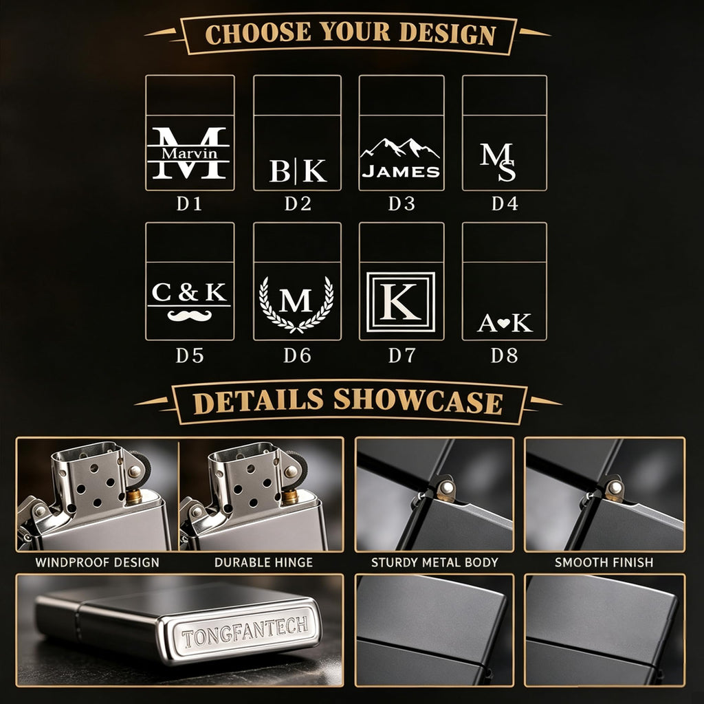 Personalized Engraved Lighter, Custom Name Groomsmen Proposal Gift for Men