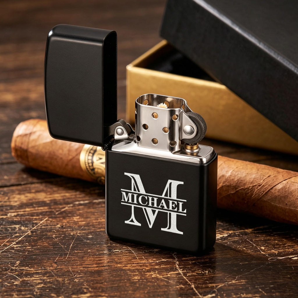 Personalized Engraved Lighter,Groomsman Gift（Silver，Lighter only）