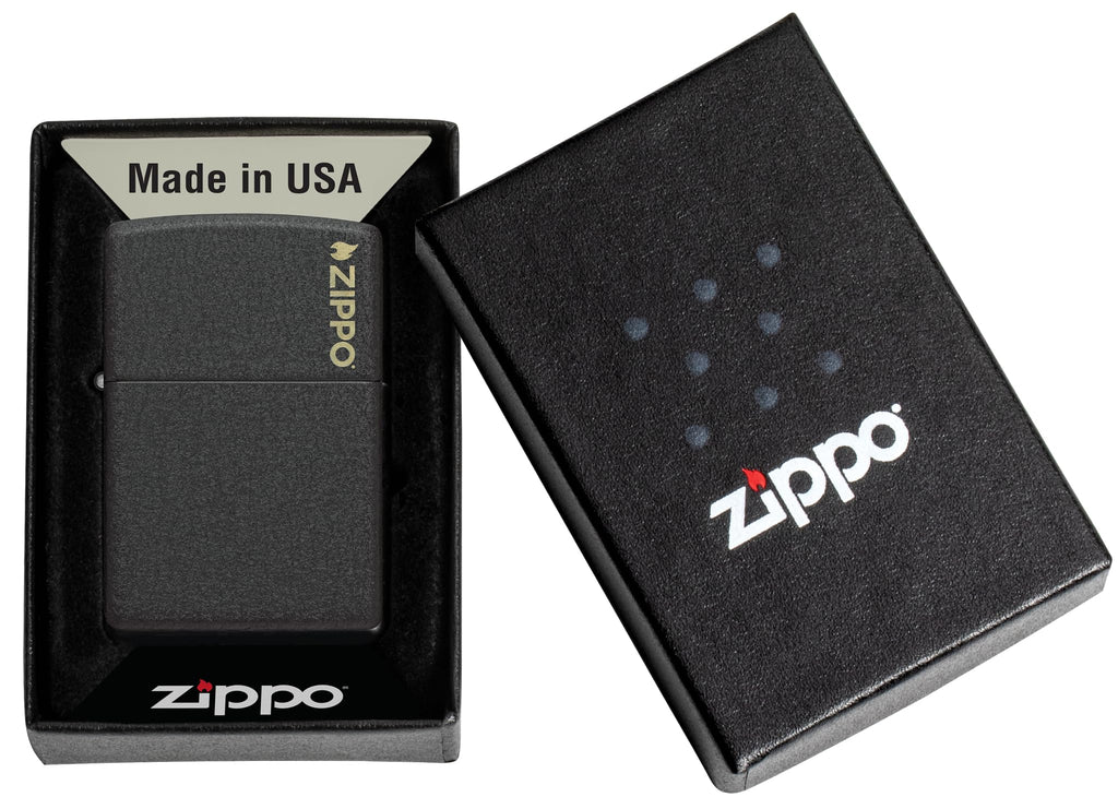 Zippo Classic Black Crackle Pocket Lighter - Windproof & Refillable Flip-Top Metal Lighter - Everyday Use Pocket Lighters - Luxury Lighters Made in USA