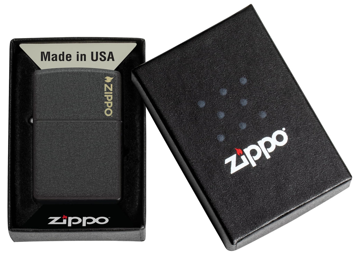 Zippo Classic Black Crackle Pocket Lighter - Windproof & Refillable Flip-Top Metal Lighter - Everyday Use Pocket Lighters - Luxury Lighters Made in USA