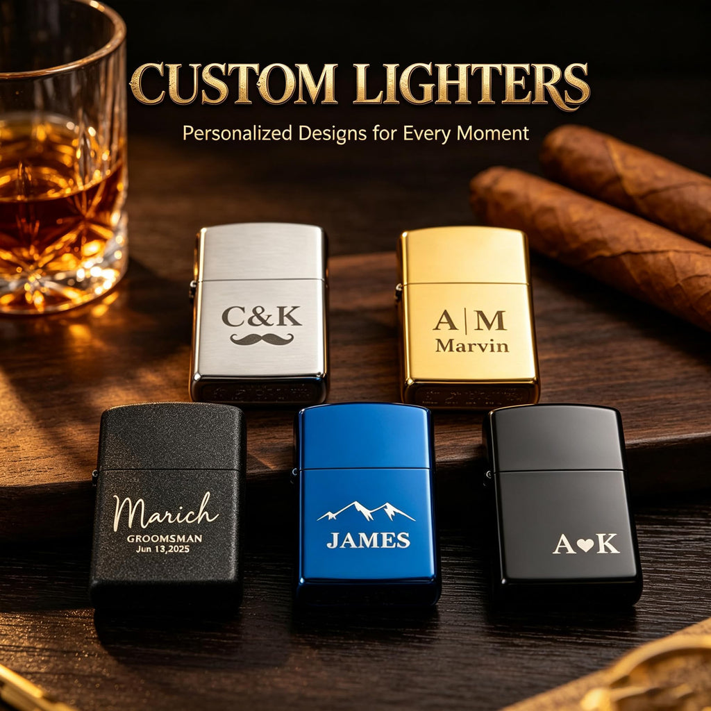 Personalized Engraved Lighter, Custom Name Groomsmen Proposal Gift for Men