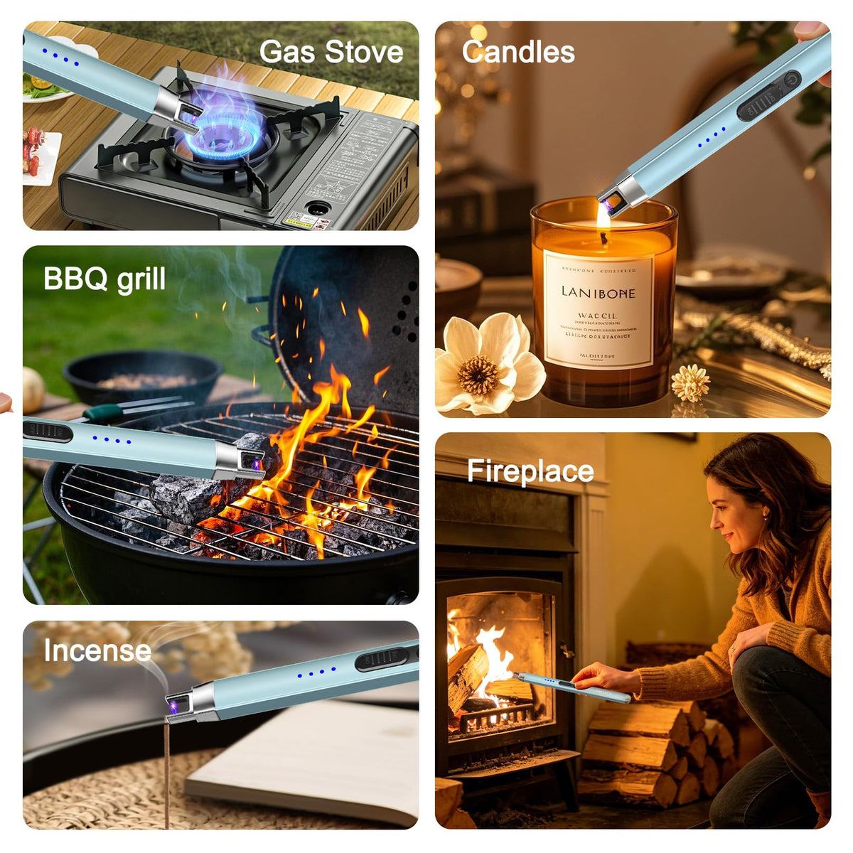 Upgraded Electric Lighter, USB C Rechargeable Flameless Plasma Arc Lighters with LED Display, Windproof Candle Lighter for BBQ Camping Kitchen, Safety Lock, for Men Women (Black)