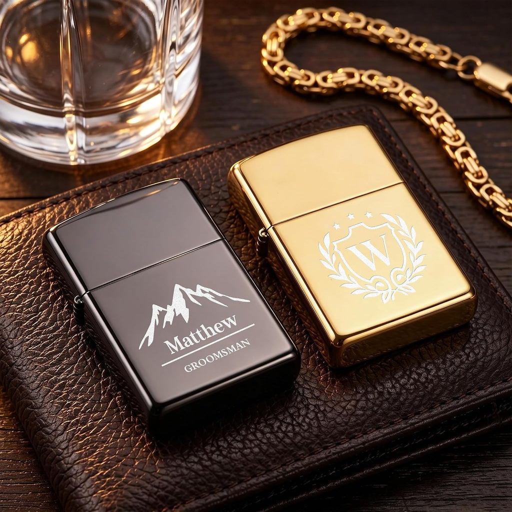 Personalized Engraved Lighter,Groomsman Gift（Silver，Lighter only）