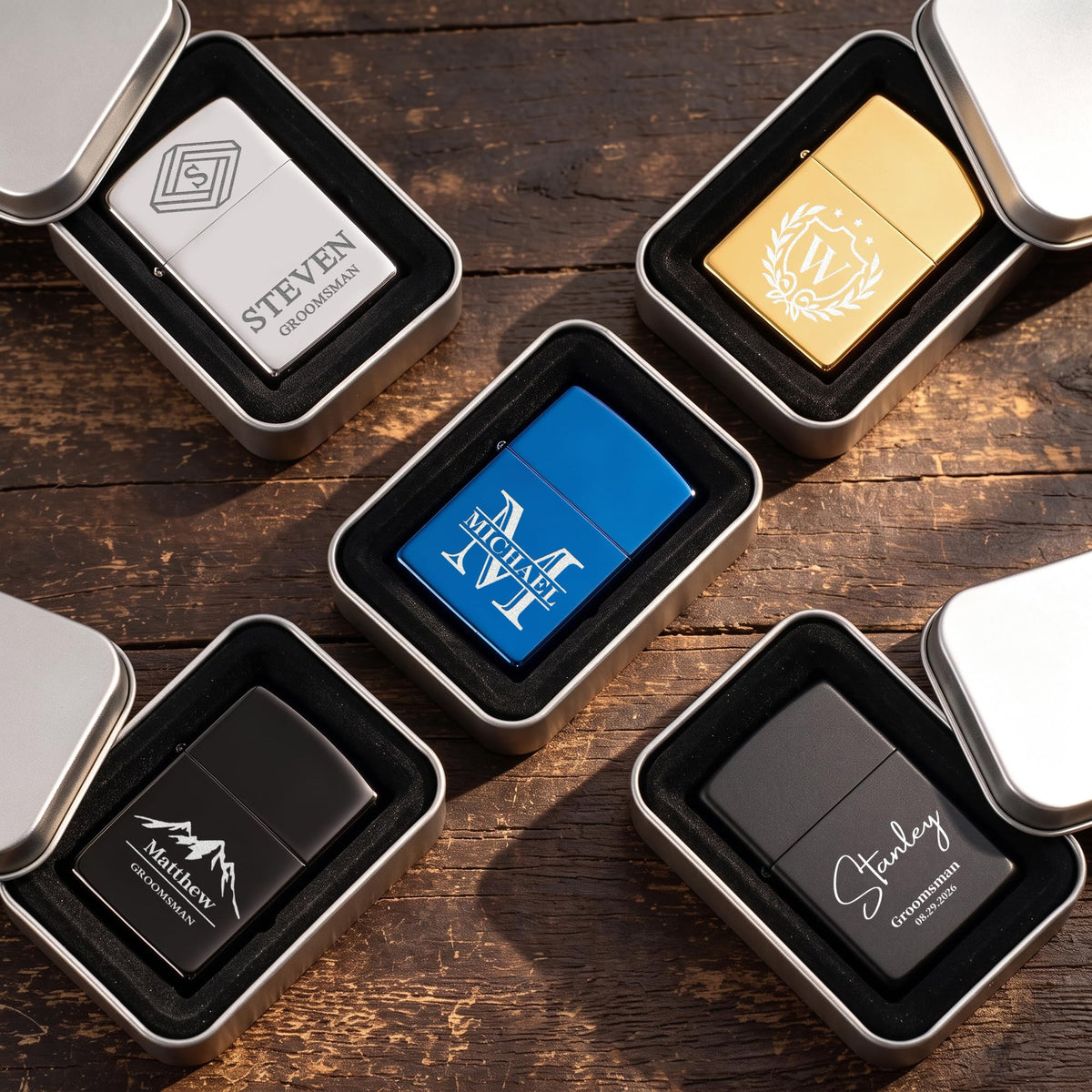 Personalized Engraved Lighter,Groomsman Gift（Silver，Lighter only）