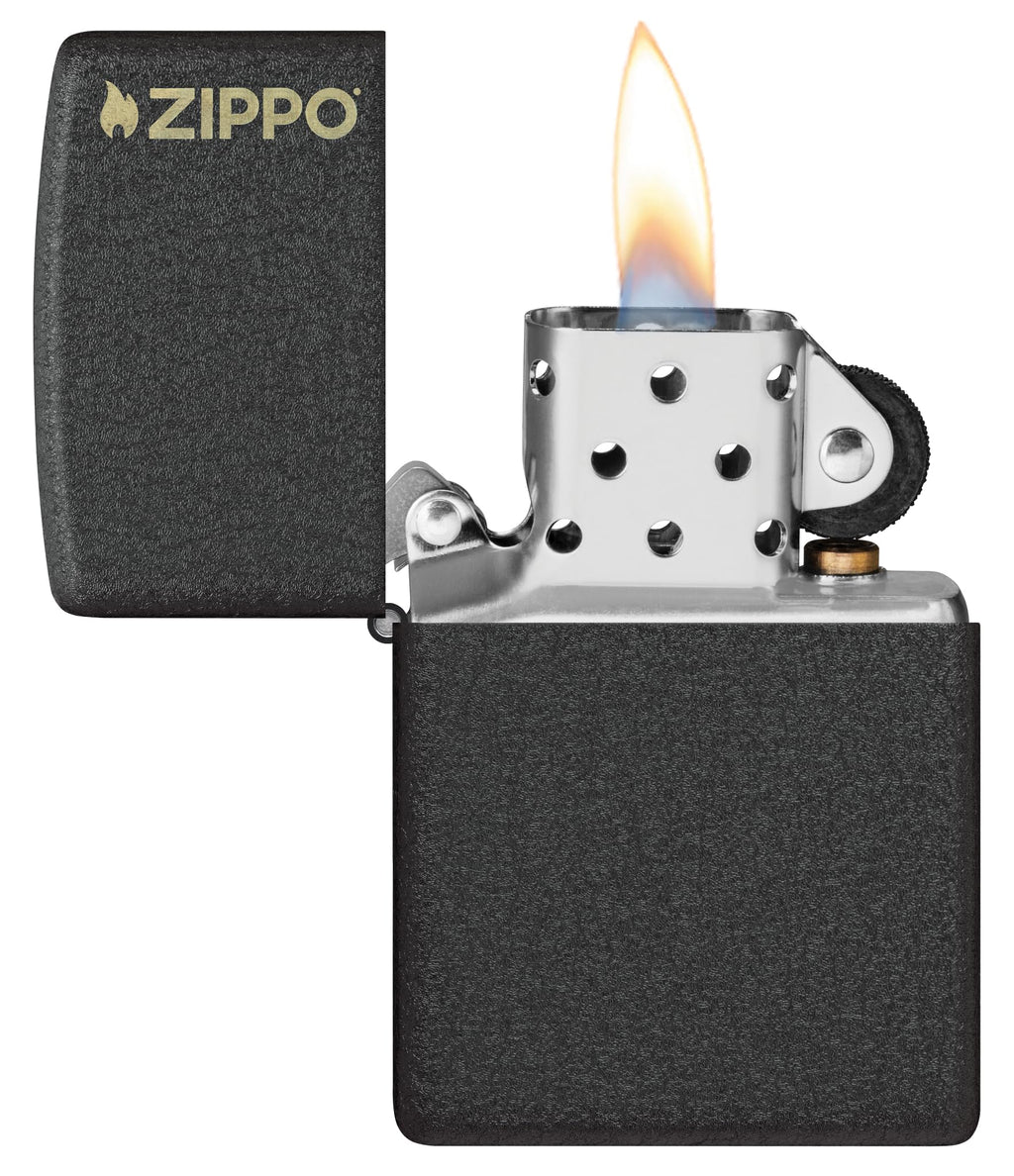 Zippo Classic Black Crackle Pocket Lighter - Windproof & Refillable Flip-Top Metal Lighter - Everyday Use Pocket Lighters - Luxury Lighters Made in USA