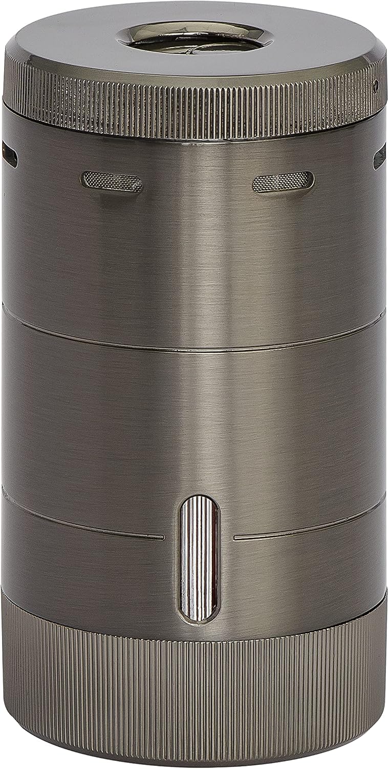 Xikar Volta G2 Tabletop Quad Jet Flame Lighter - Refillable Butane Torch Lighter for Cigars with Push Button Ignition & Flame Adjustment Wheel (Gunmetal)