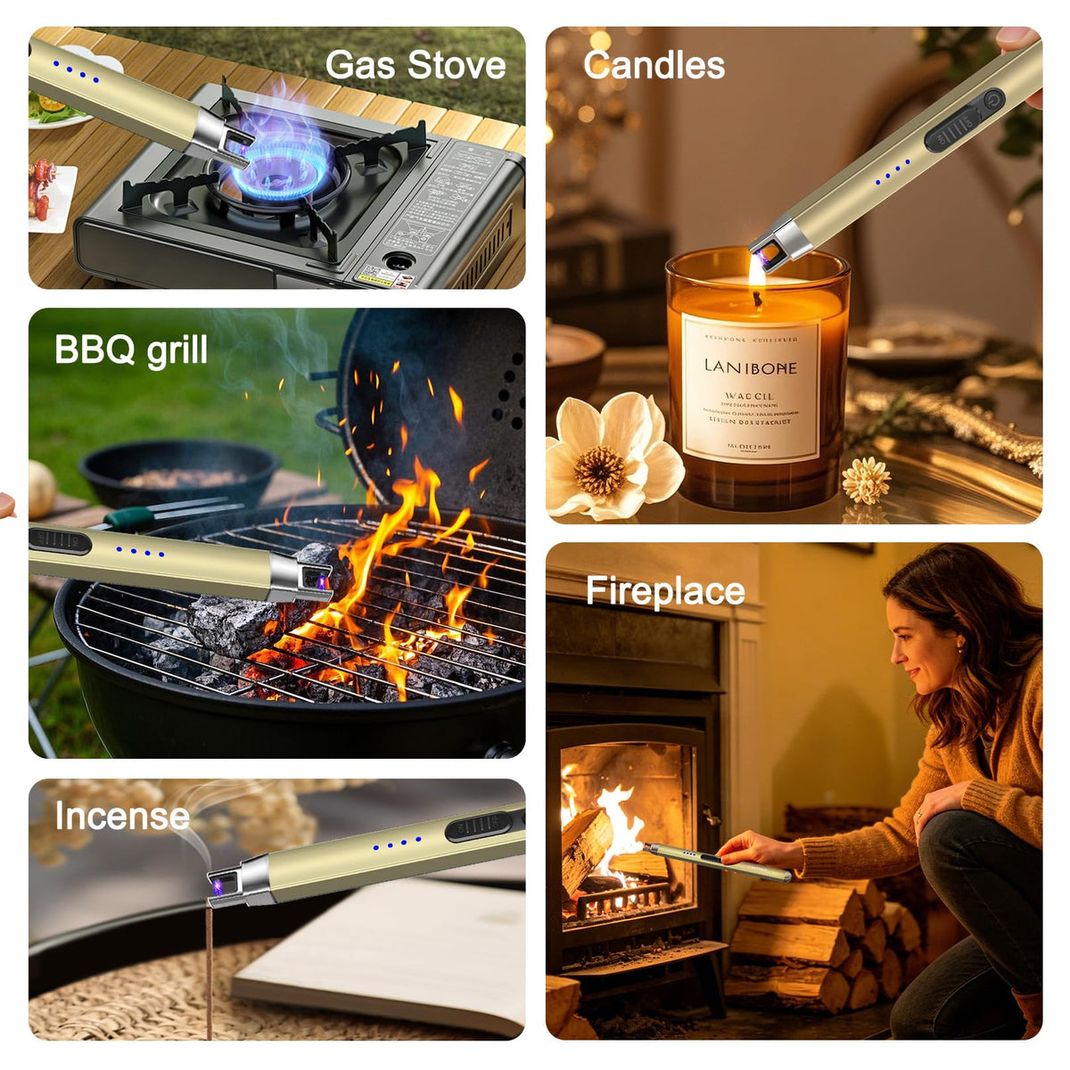 Upgraded Electric Lighter, USB C Rechargeable Flameless Plasma Arc Lighters with LED Display, Windproof Candle Lighter for BBQ Camping Kitchen, Safety Lock, for Men Women (Black)