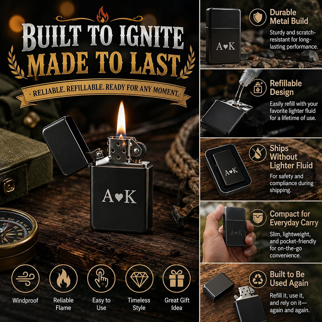 Personalized Engraved Lighter, Custom Name Groomsmen Proposal Gift for Men