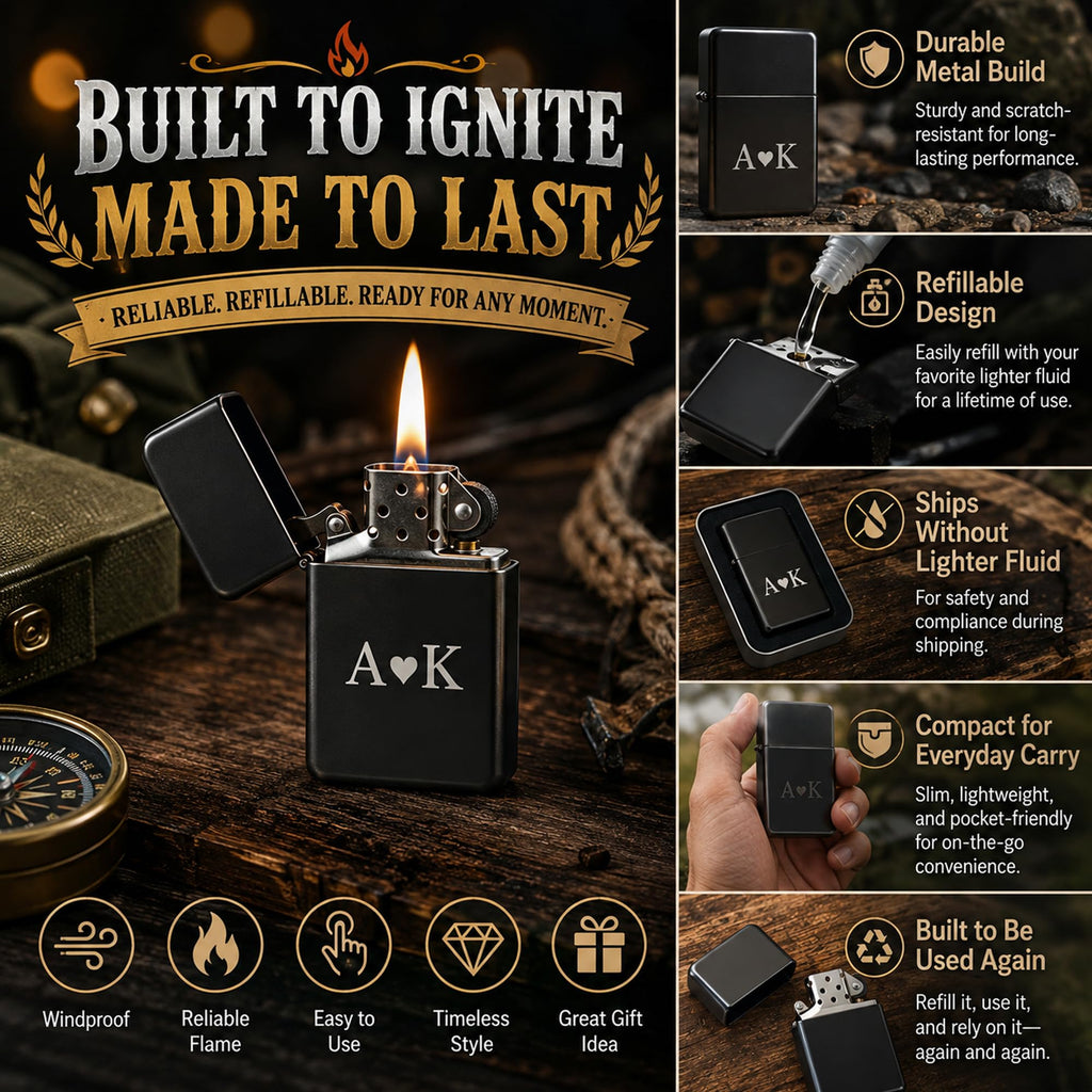 Personalized Engraved Lighter, Custom Name Groomsmen Proposal Gift for Men