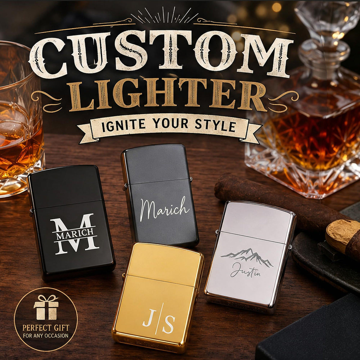 Personalized Engraved Lighter, Custom Name Groomsmen Proposal Gift for Men